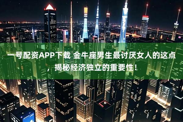 一号配资APP下载 金牛座男生最讨厌女人的这点，揭秘经济独立的重要性！