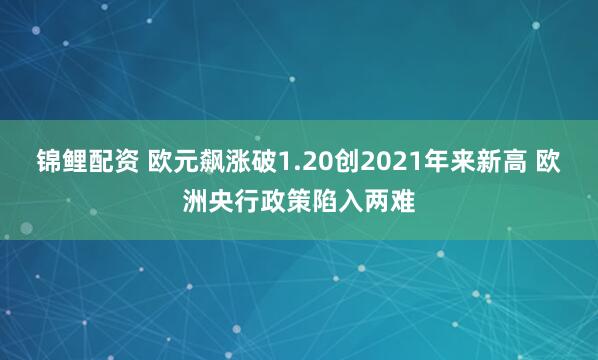 锦鲤配资 欧元飙涨破1.20创2021年来新高 欧洲央行政策陷入两难